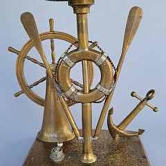 Vintage 1940s World War II Sailor Made Folk Art Nautical Brass Lamp