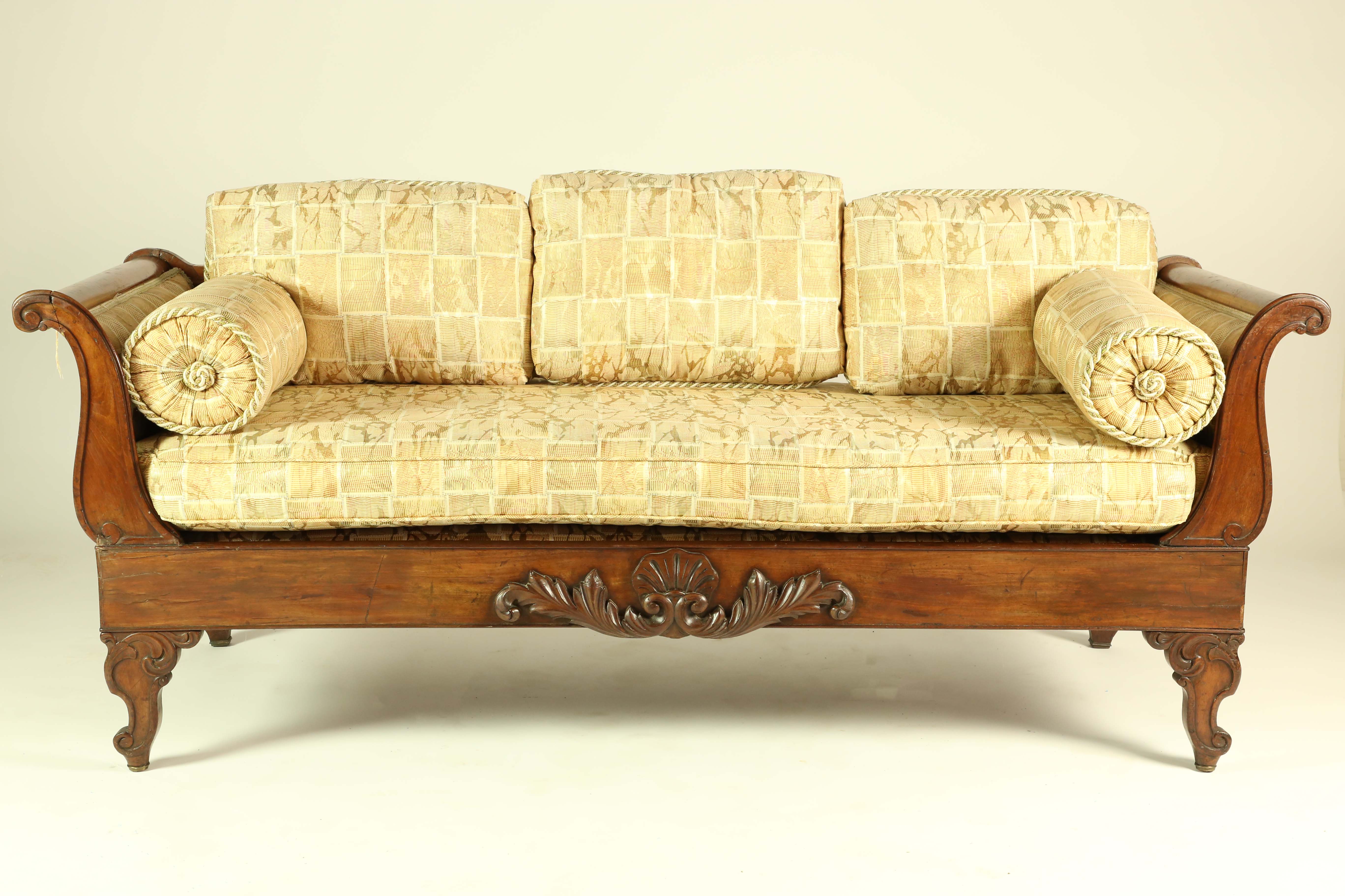 American Empire Mahogany Diminutive Upholstered Settee American