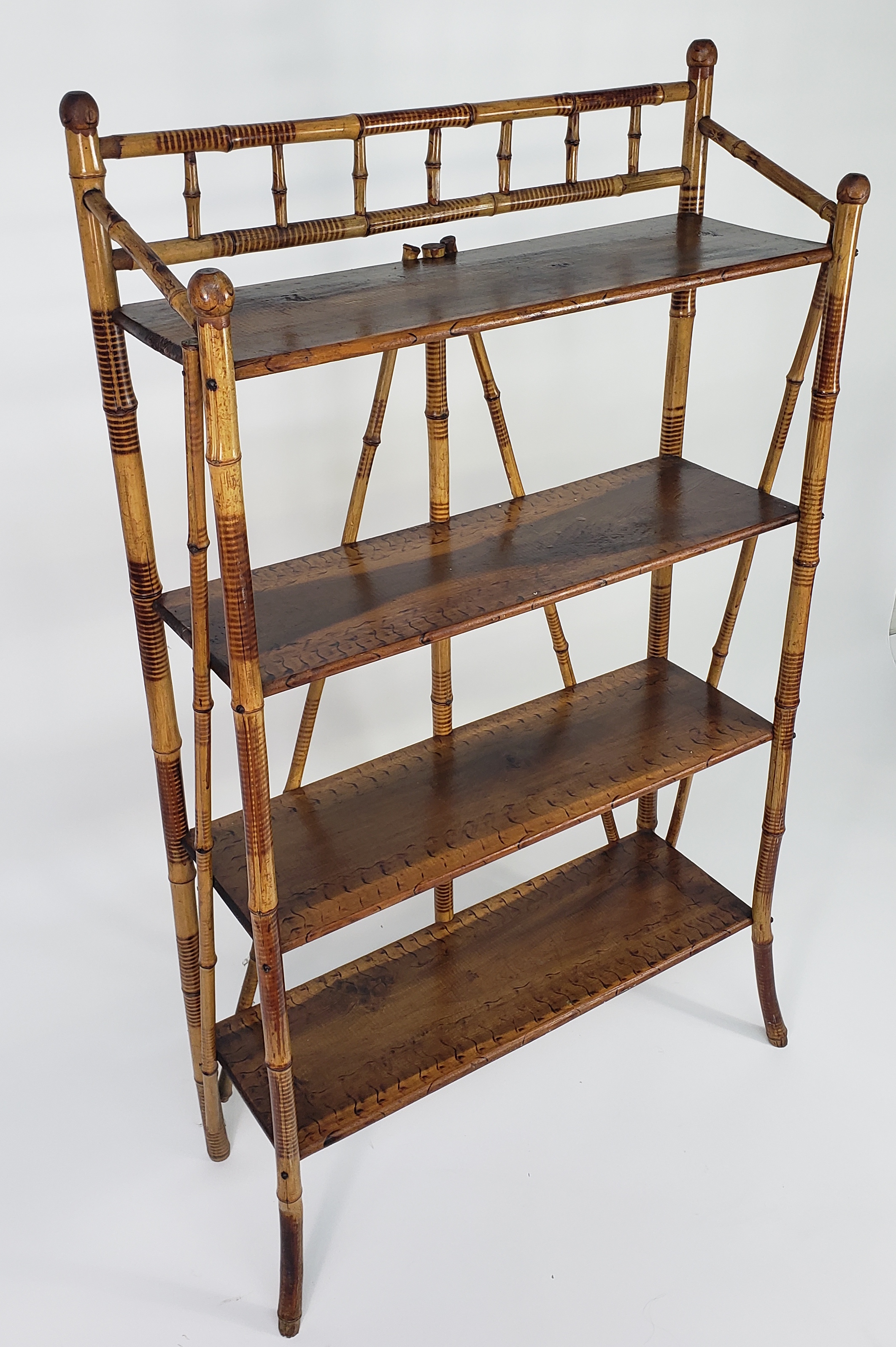 English Bamboo Bookshelf Etagere Large Vintage Bamboo FourTier