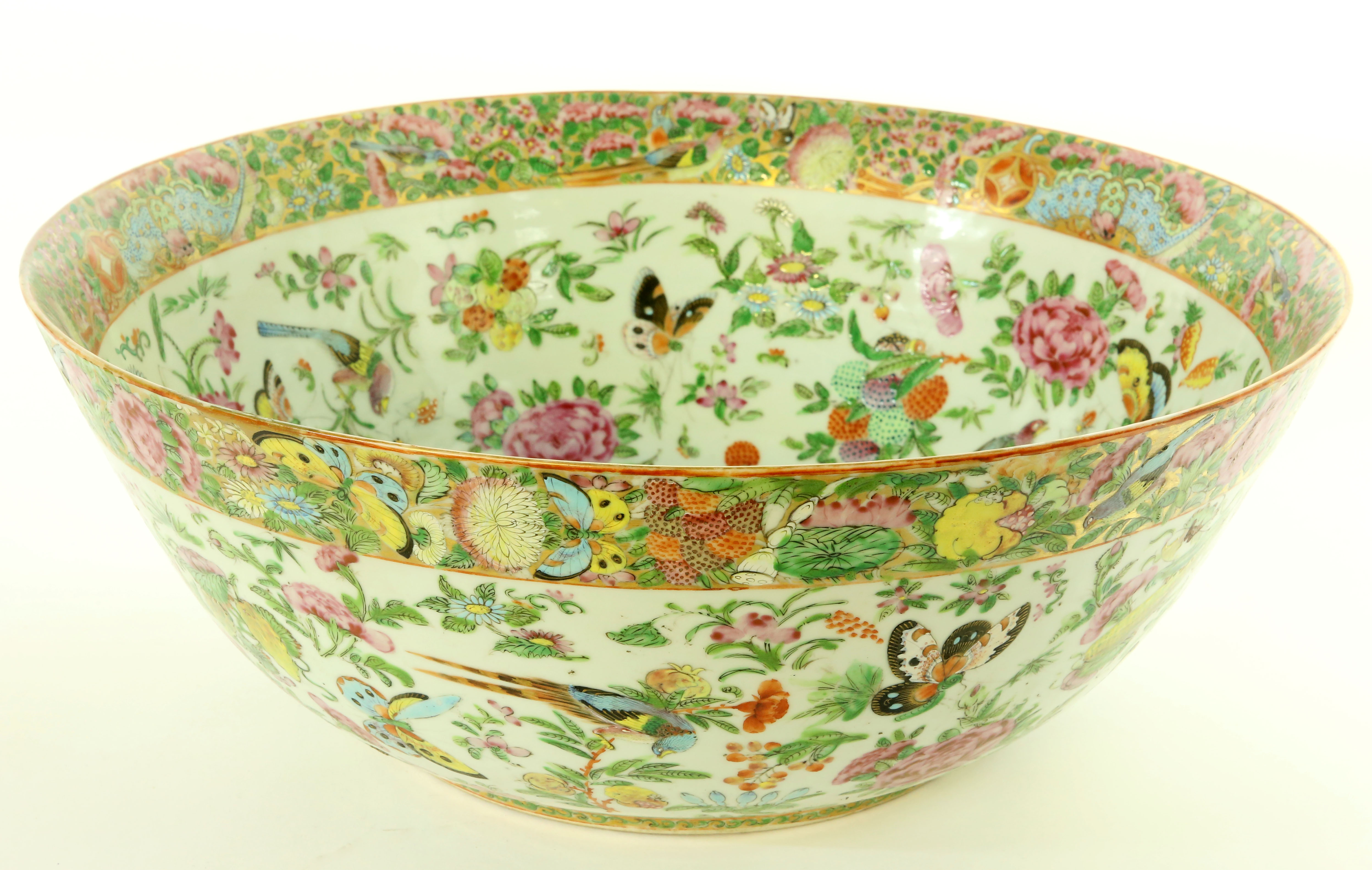Chinese Export Famille Verte Punch Bowl circa 1830 Chinese Export
