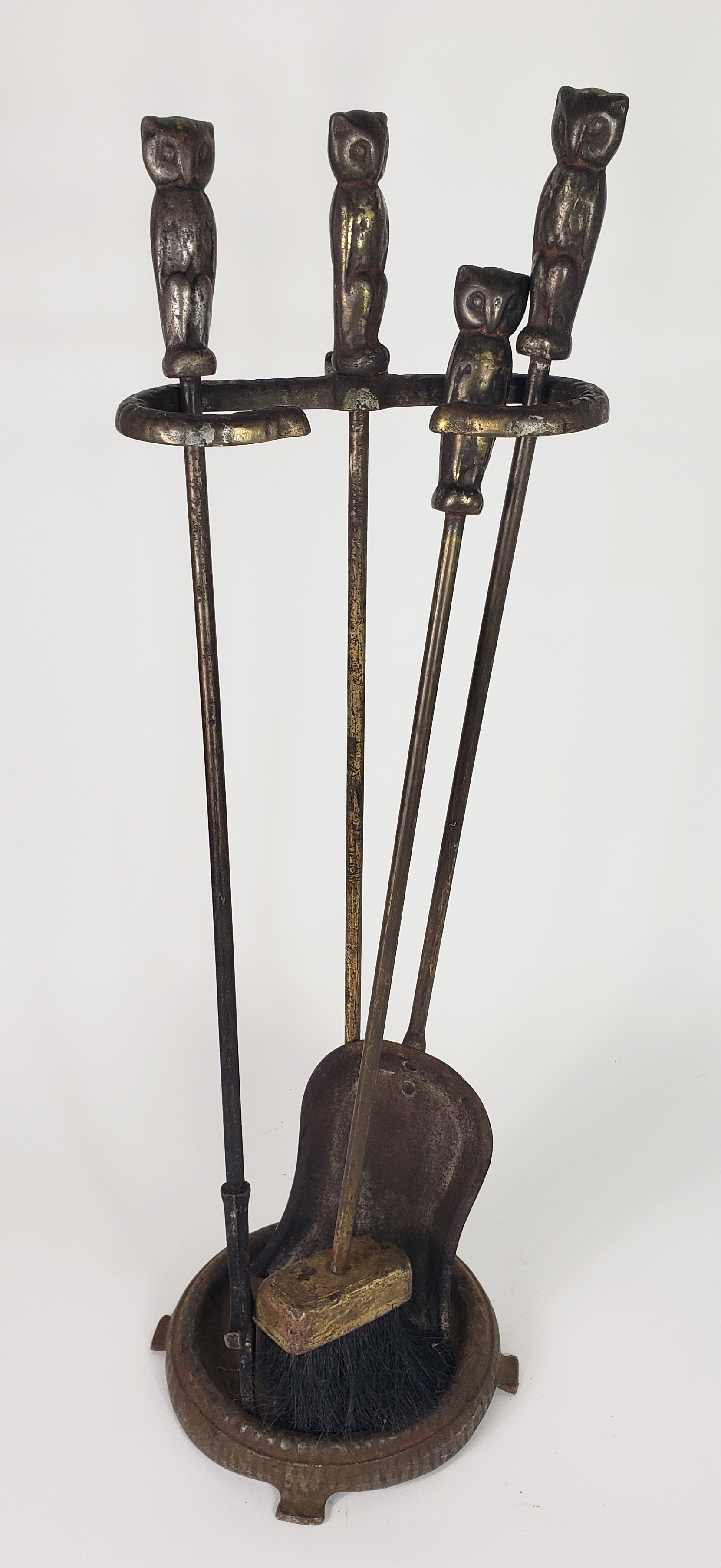 Antique Figure Owl Fire Tool Set Antique FourPiece Figural Owl Fire