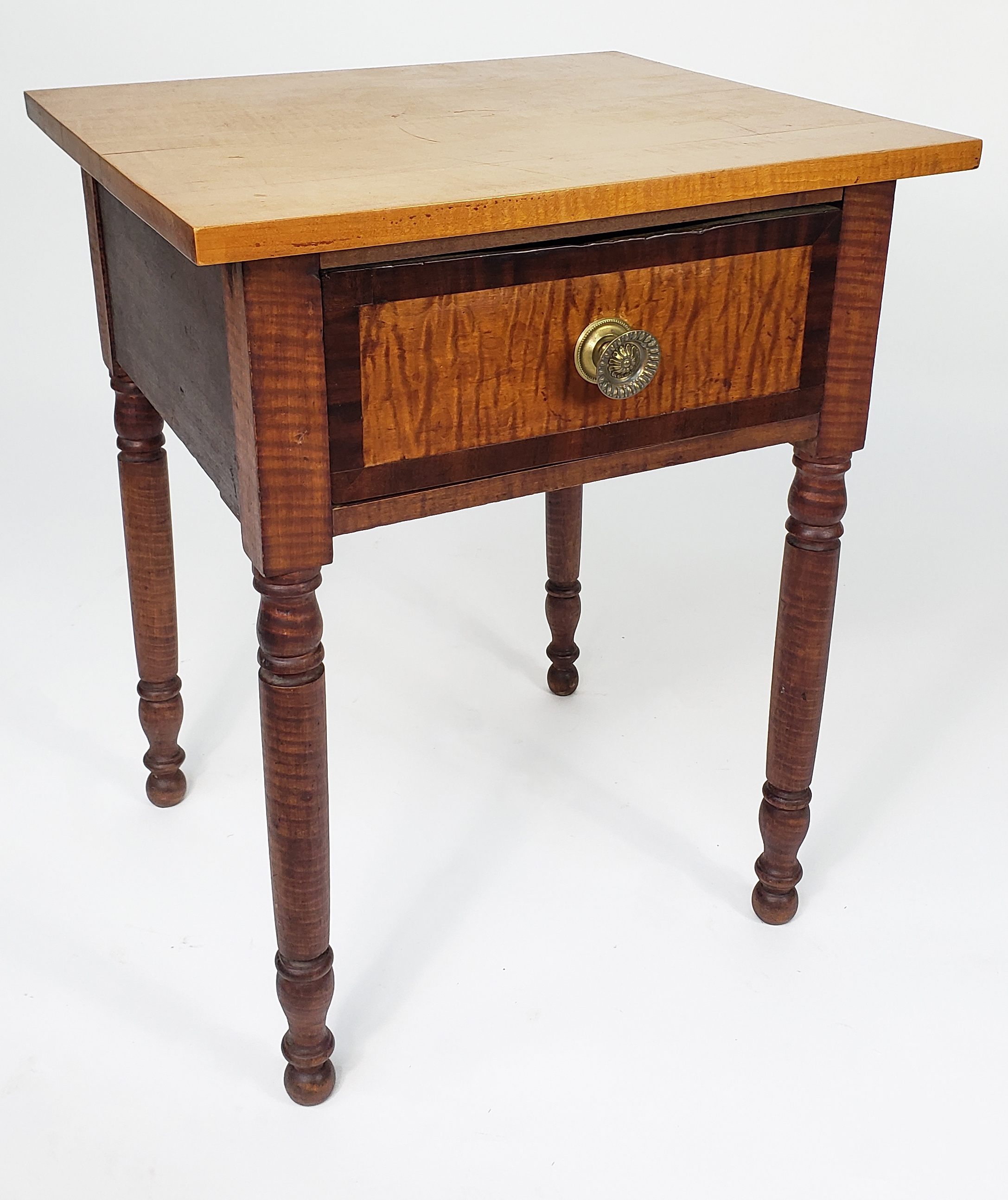 Sheraton Tiger Maple Work Table Antique American Sheraton Tiger Maple