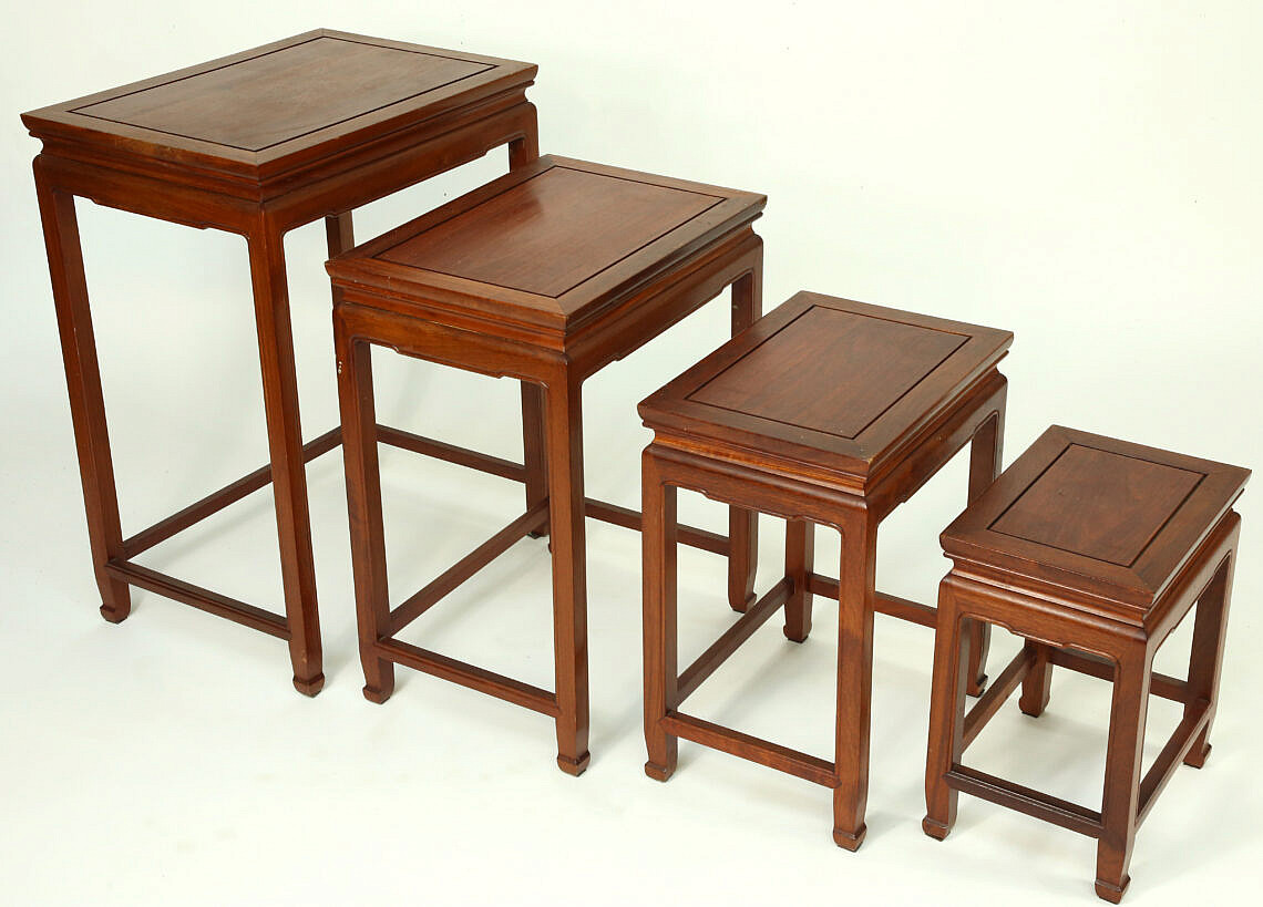 Set of Four Chinese Teakwood Nesting Tables Set of Four Chinese