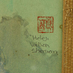Pair of Helen Wilson Sherman Watercolors on Paper “Portraits of a Young Woman Painted in an Oriental Style”