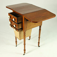 American Sheraton Maple Sewing Stand, 19th Century
