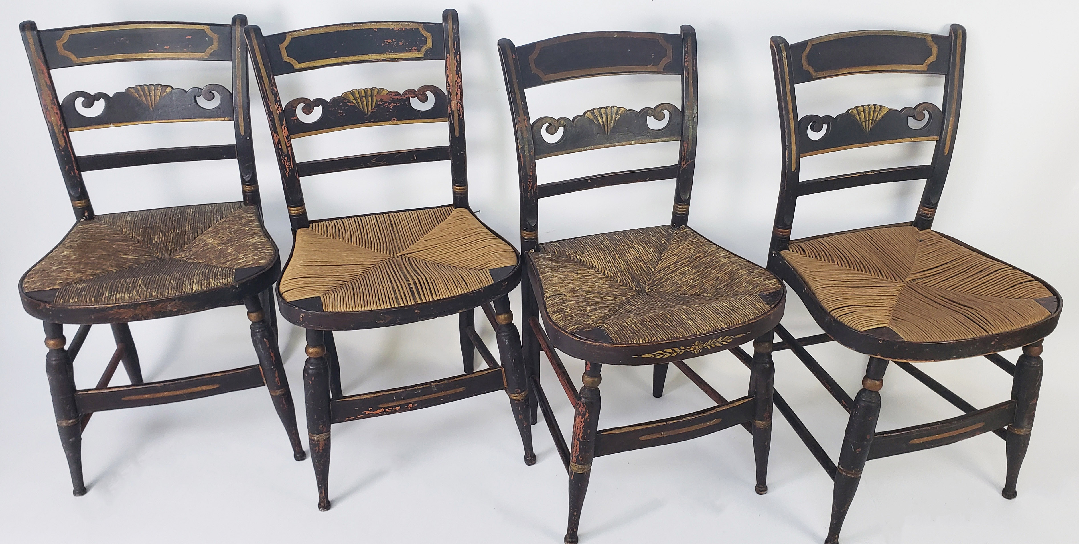 Antique Rush Seat Hitchcock Dining Chairs Set of Four Antique Rush