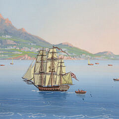 Italian Gouache on Paper “view of L’Isola d’Ischia”