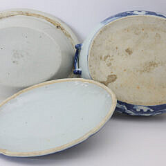 Rare Three-Piece Canton Covered Vegetable Dish, 19th Century