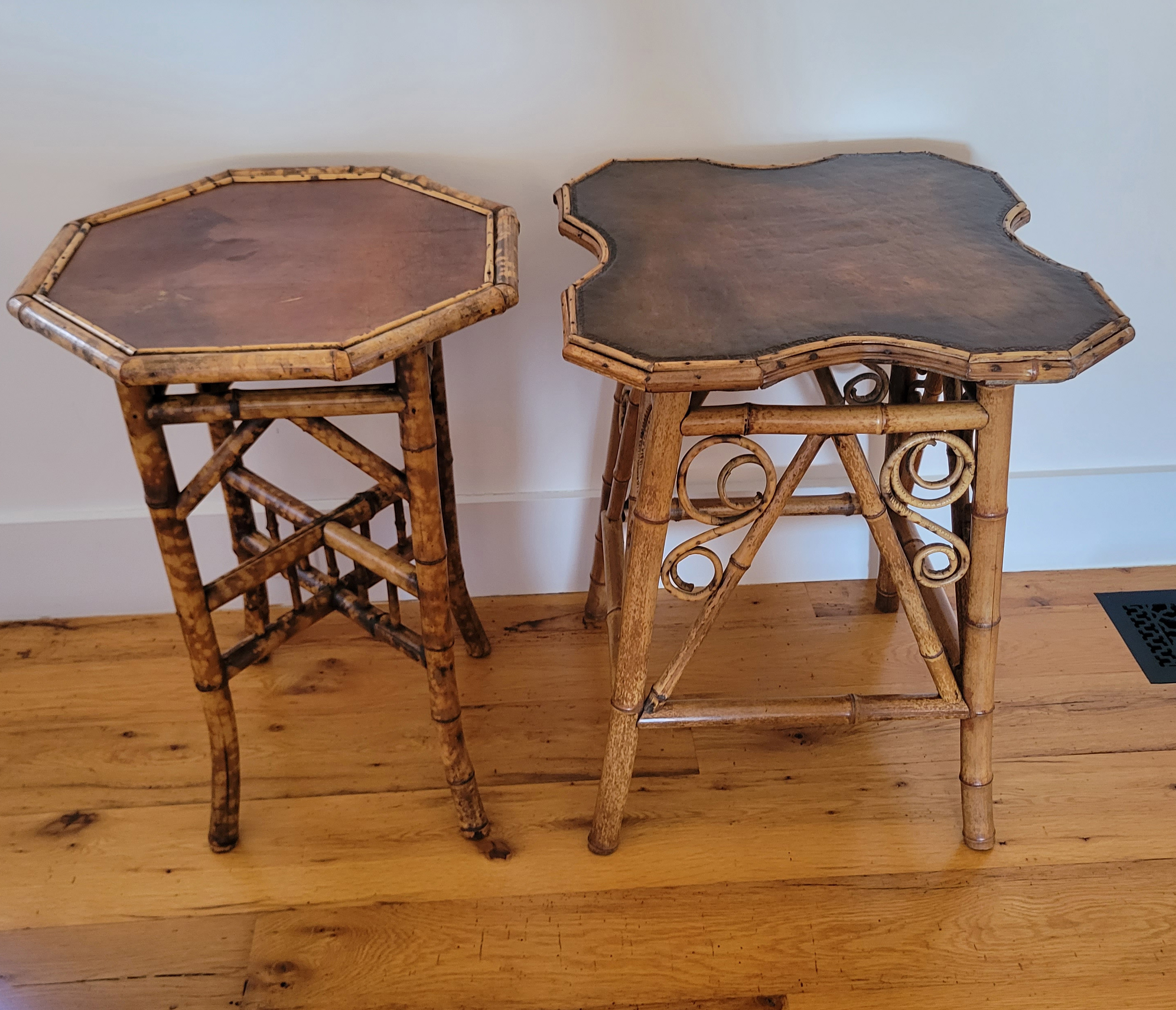 Two Vintage Bamboo Side Tables Two Vintage Bamboo Side Tables
