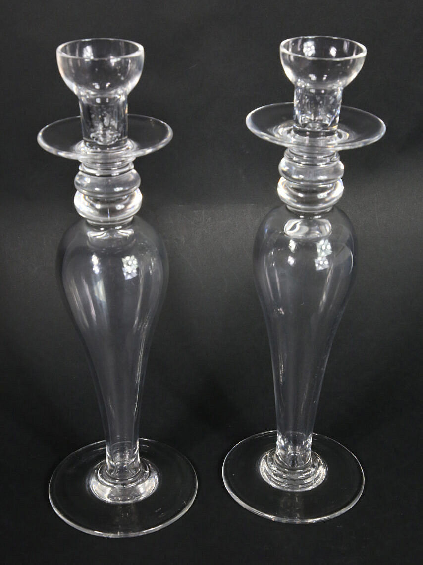 Pair of Blown Glass Candlesticks Contemporary Pair of Blown Glass Candlesticks, Contemporary