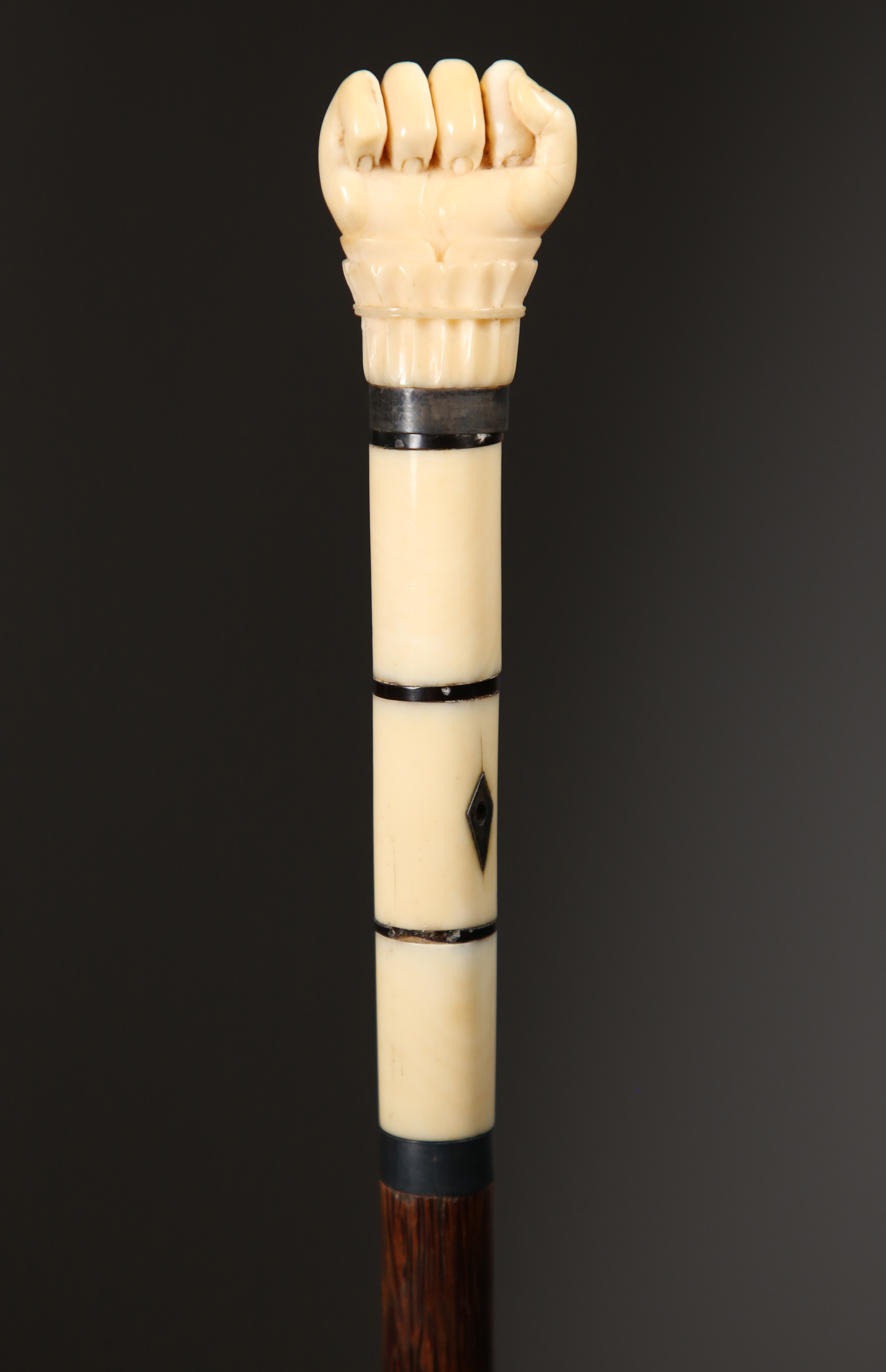 Whaleman Made Walking Stick circa 1860 Whaleman Made Clenched Fist