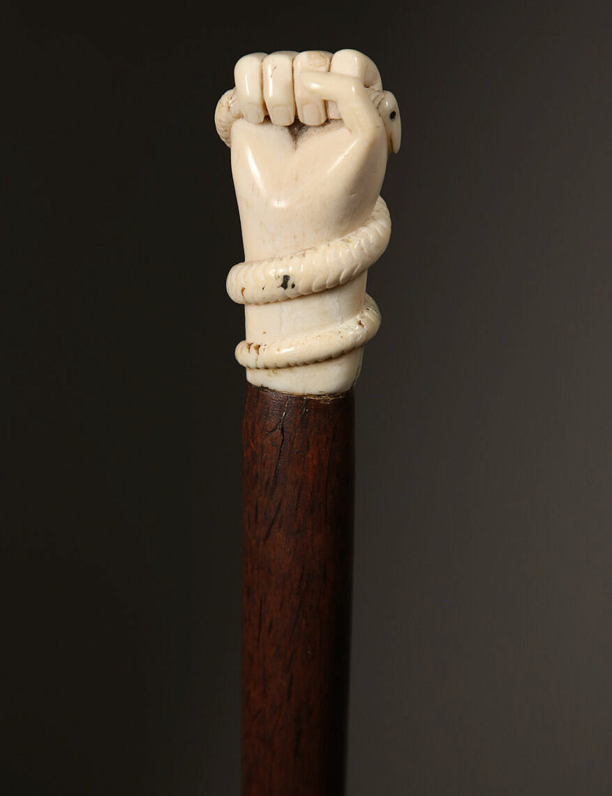 Whaleman Made Walking Stick circa 1850 Whaleman Made Clenched Fist