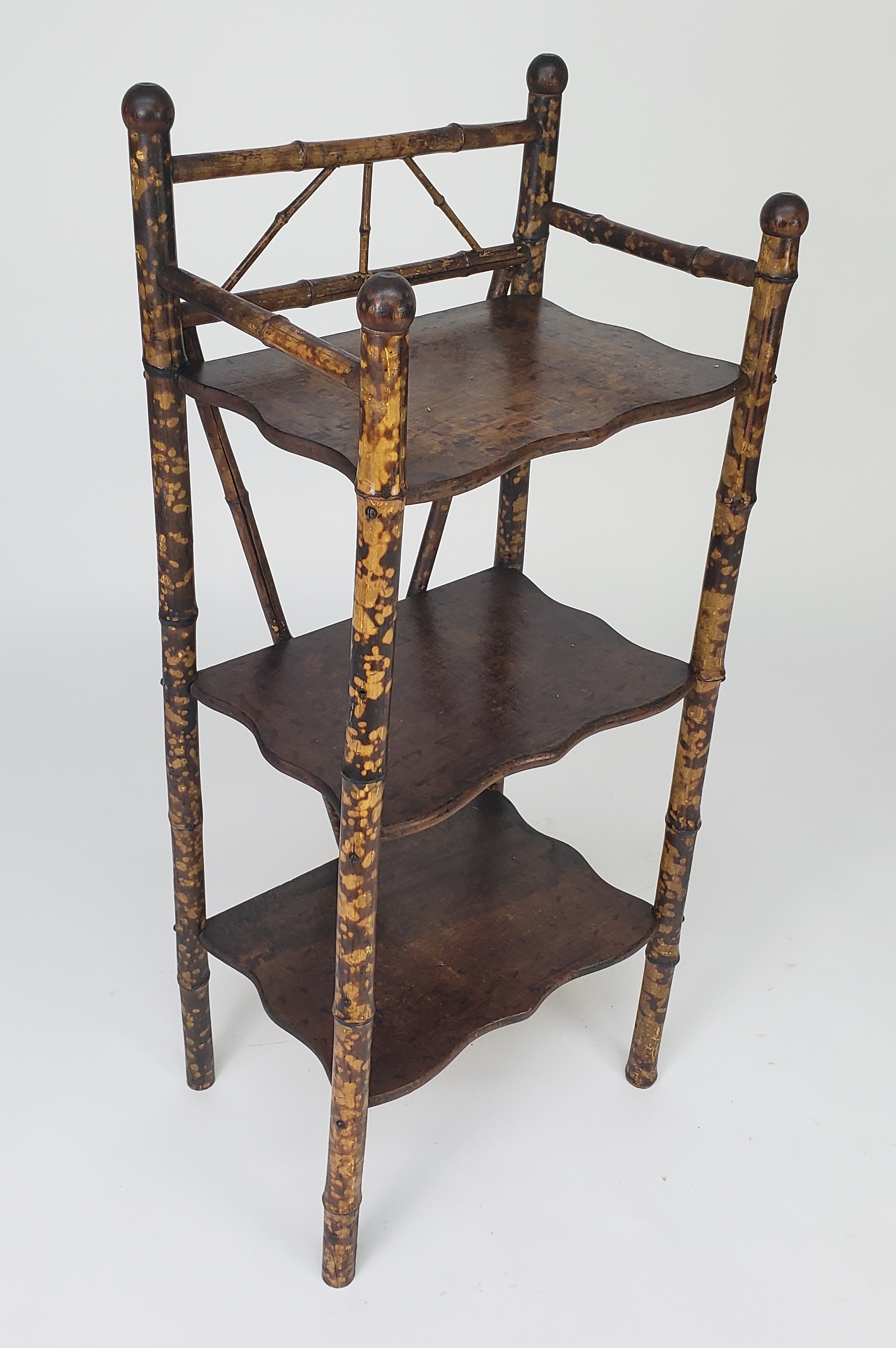 Antique English Tortoiseshell Bamboo Etagere Magazine Rack - Antique ...