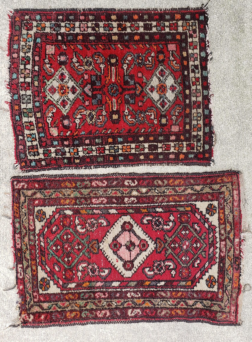 Vintage Persian Tribal Wool Rug Oriental Carpet Mats Two Hand Woven