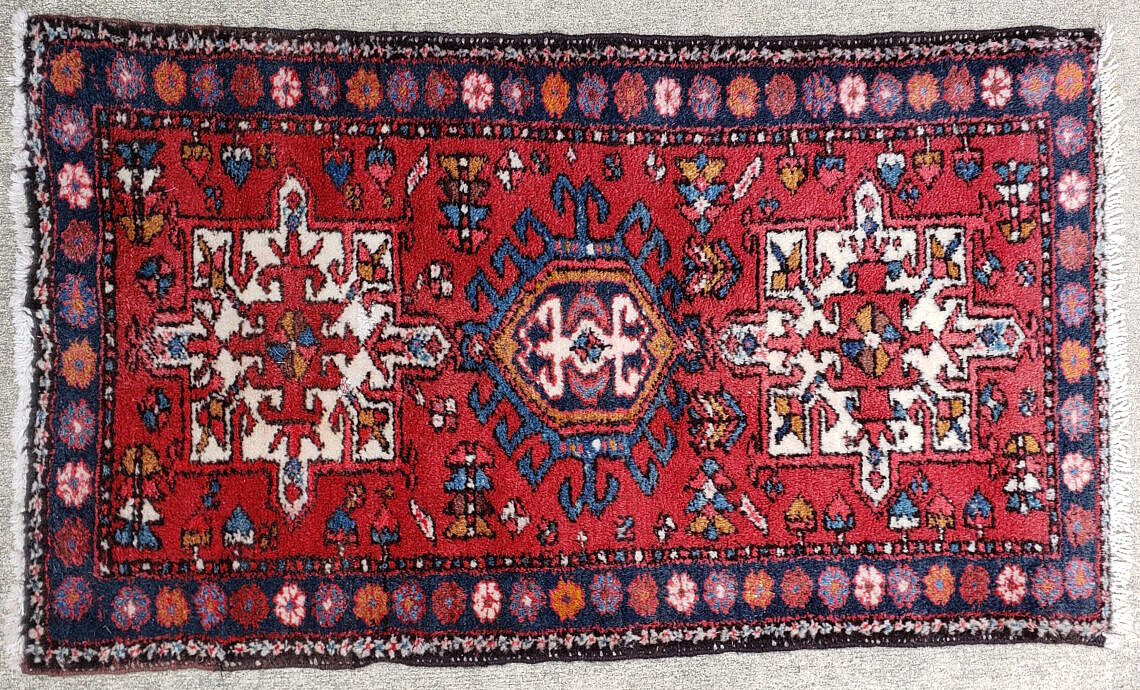 Vintage Persian Hand Woven Wool Karadja Rug Oriental Carpet Vintage