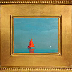 1-5234 Robert Stark Red Sail Nantucket Painting A IMG_0130