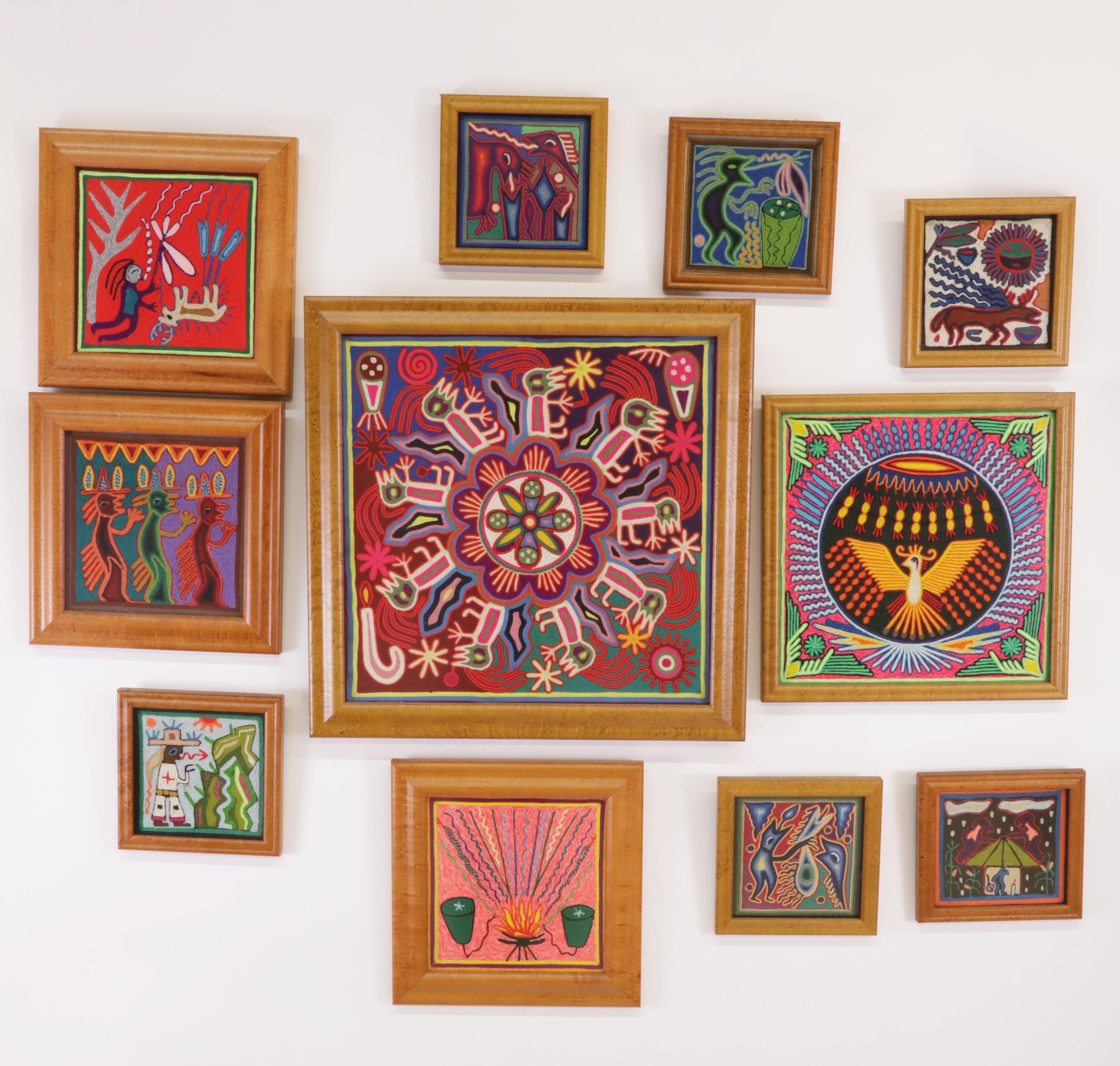 Collection of Ten Framed Mexican Embroideries Collection of Ten