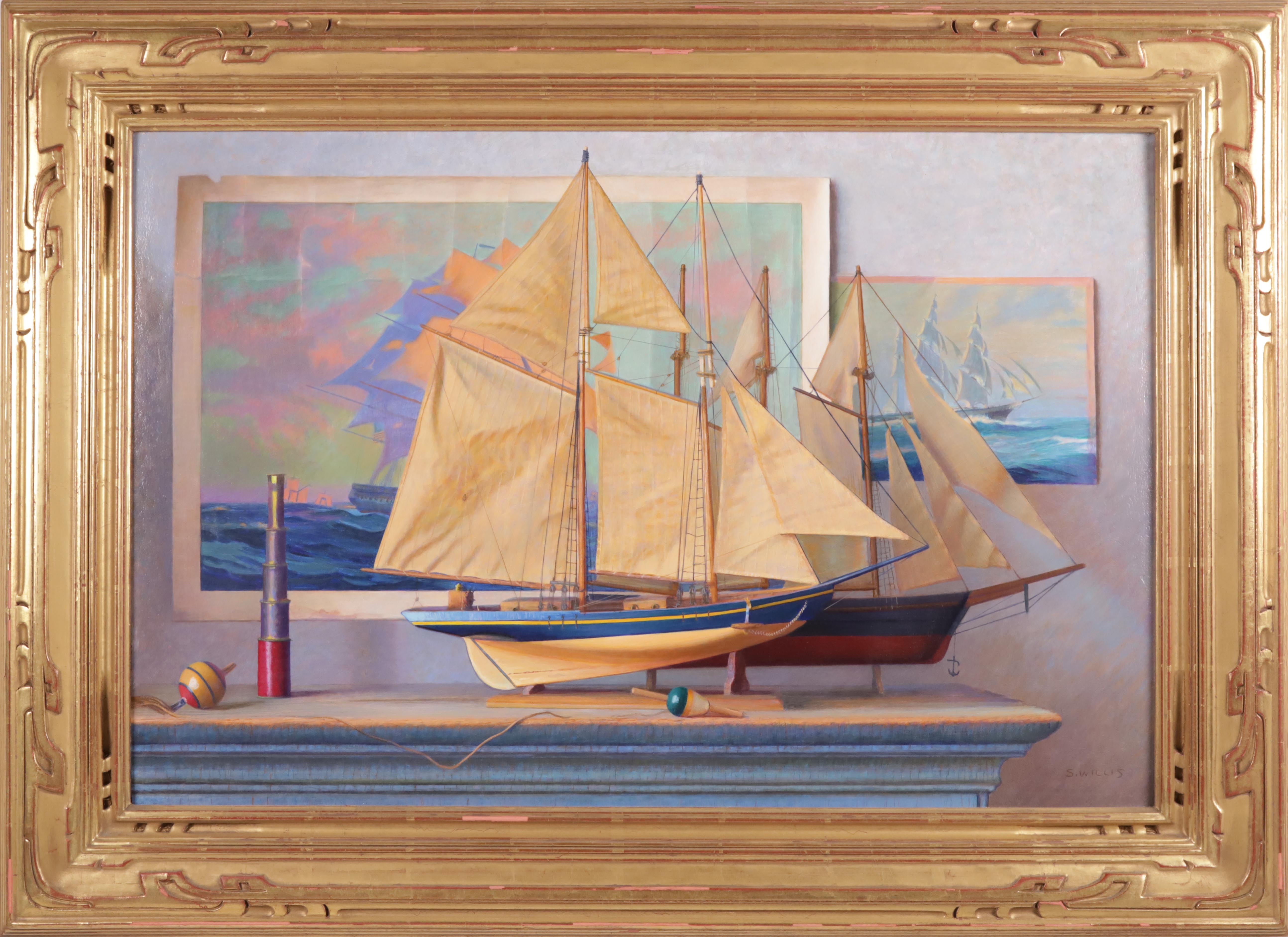 Sidney F. Willis Acrylic on Masonite "Old Sailors" Sidney F. Willis