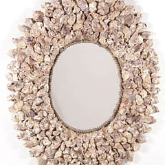 Large Contemporary Nautical Oyster Shell Encrusted Oval Mirror