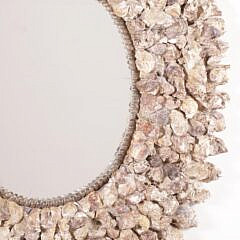 Large Contemporary Nautical Oyster Shell Encrusted Oval Mirror