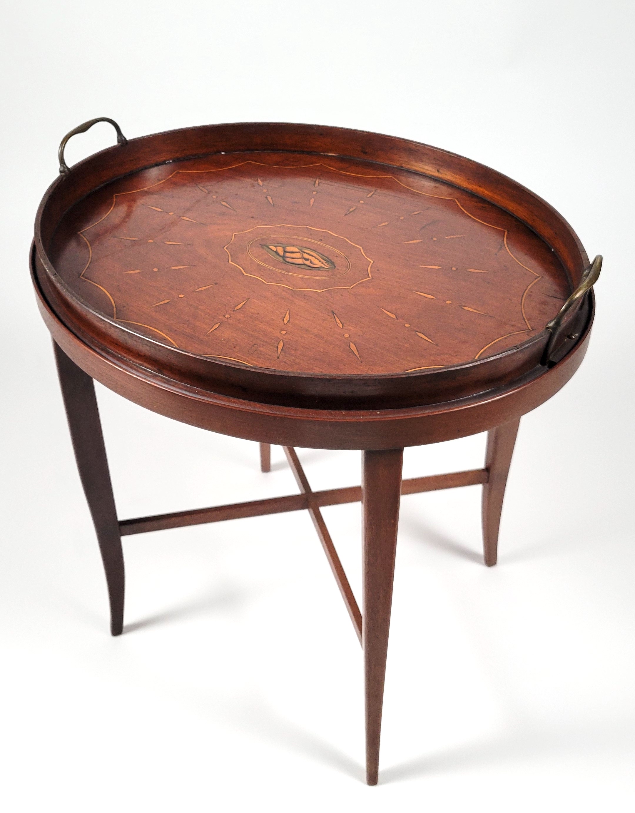 18th Century Antique English Mahogany Inlaid Serving Tray