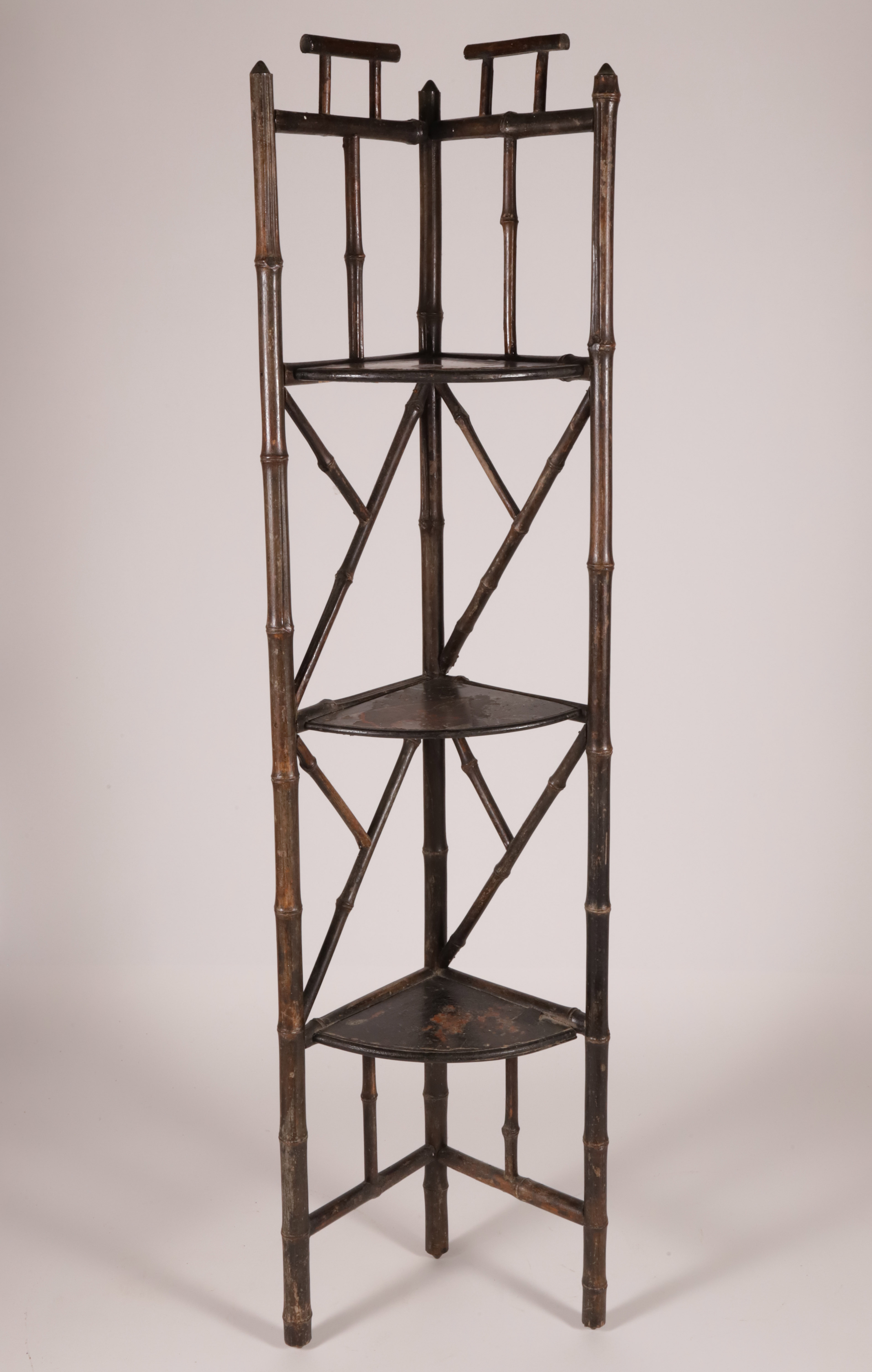 Miniature Bamboo ThreeTier Bamboo Corner Shelf Miniature Bamboo