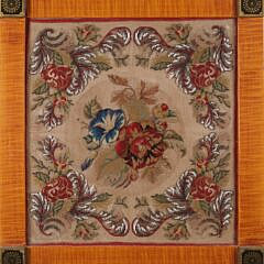 19th Century C Puff Wool and Bead Work Floral Picture By Harry Hilbert