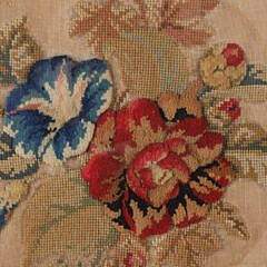 Puff Wool and Bead Work Floral Picture, 19th Century, in a Harry Hilbert Handmade Frame