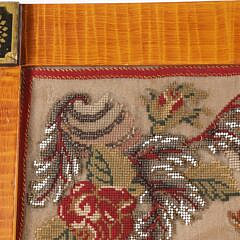 Puff Wool and Bead Work Floral Picture, 19th Century, in a Harry Hilbert Handmade Frame