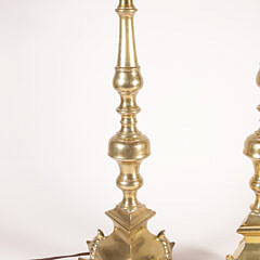 Pair of Continental Baroque Style Cast Brass Candlesticks, 18th – 19th Century