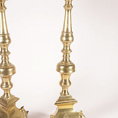 Pair of Continental Baroque Style Cast Brass Candlesticks, 18th – 19th Century