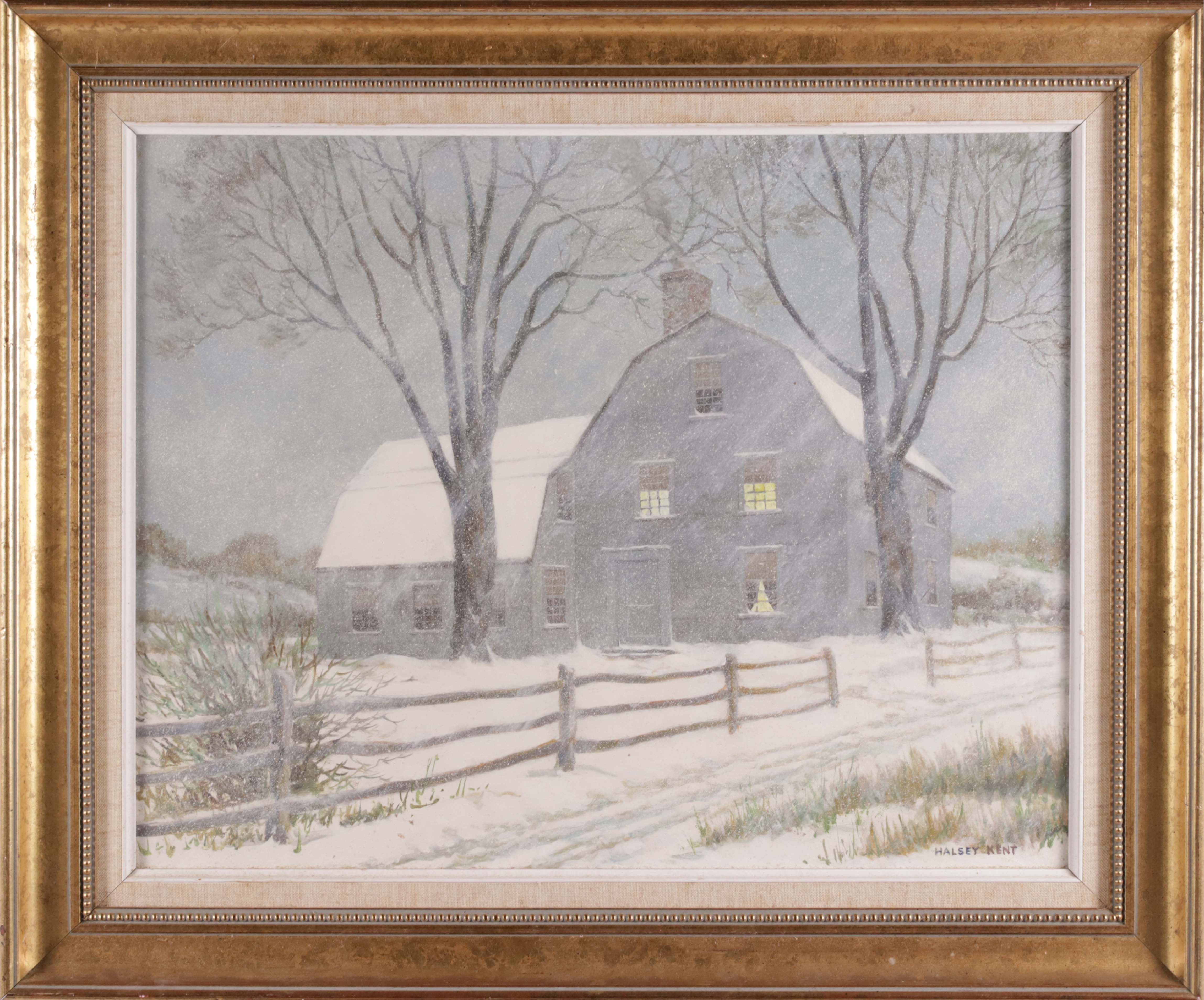 Halsey Kent Acrylic on Board "Jonathan Ashley House 1705 Deerfield