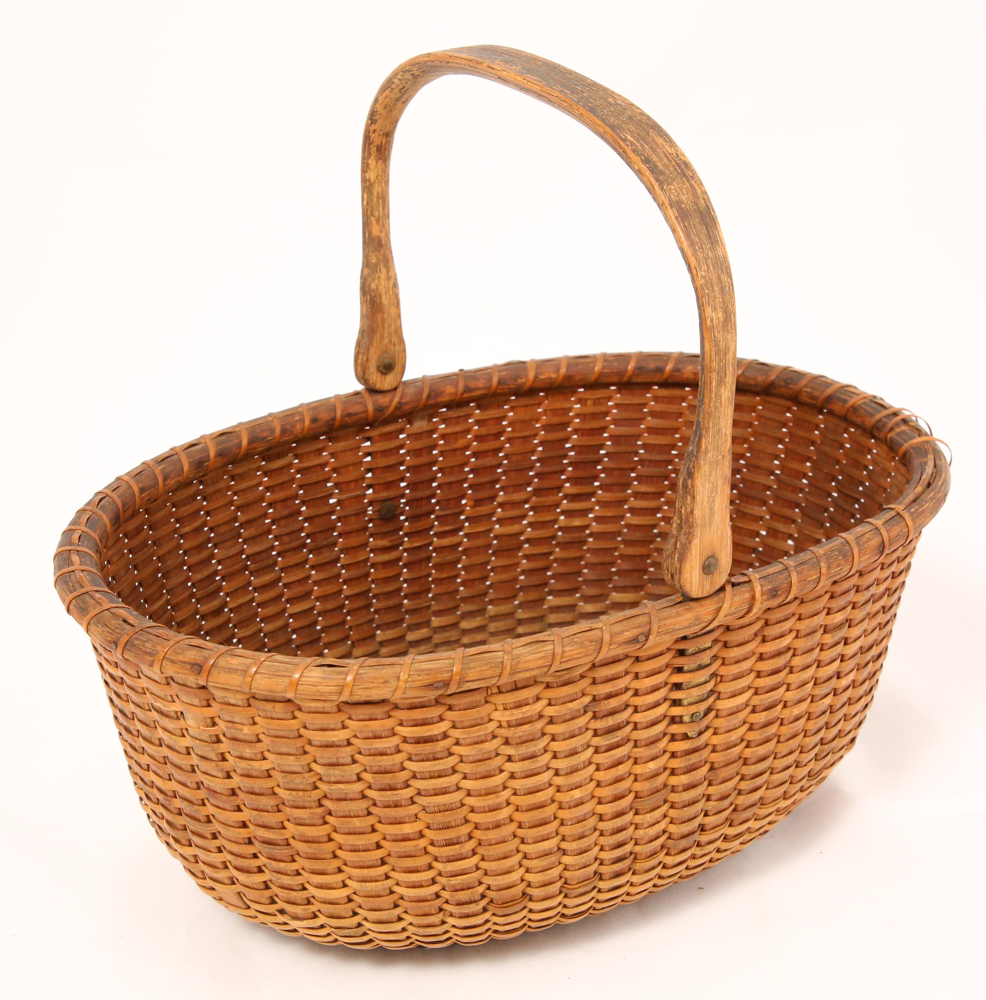 Antique Oval Swing Handle Nantucket Basket Late 19th Century Antique