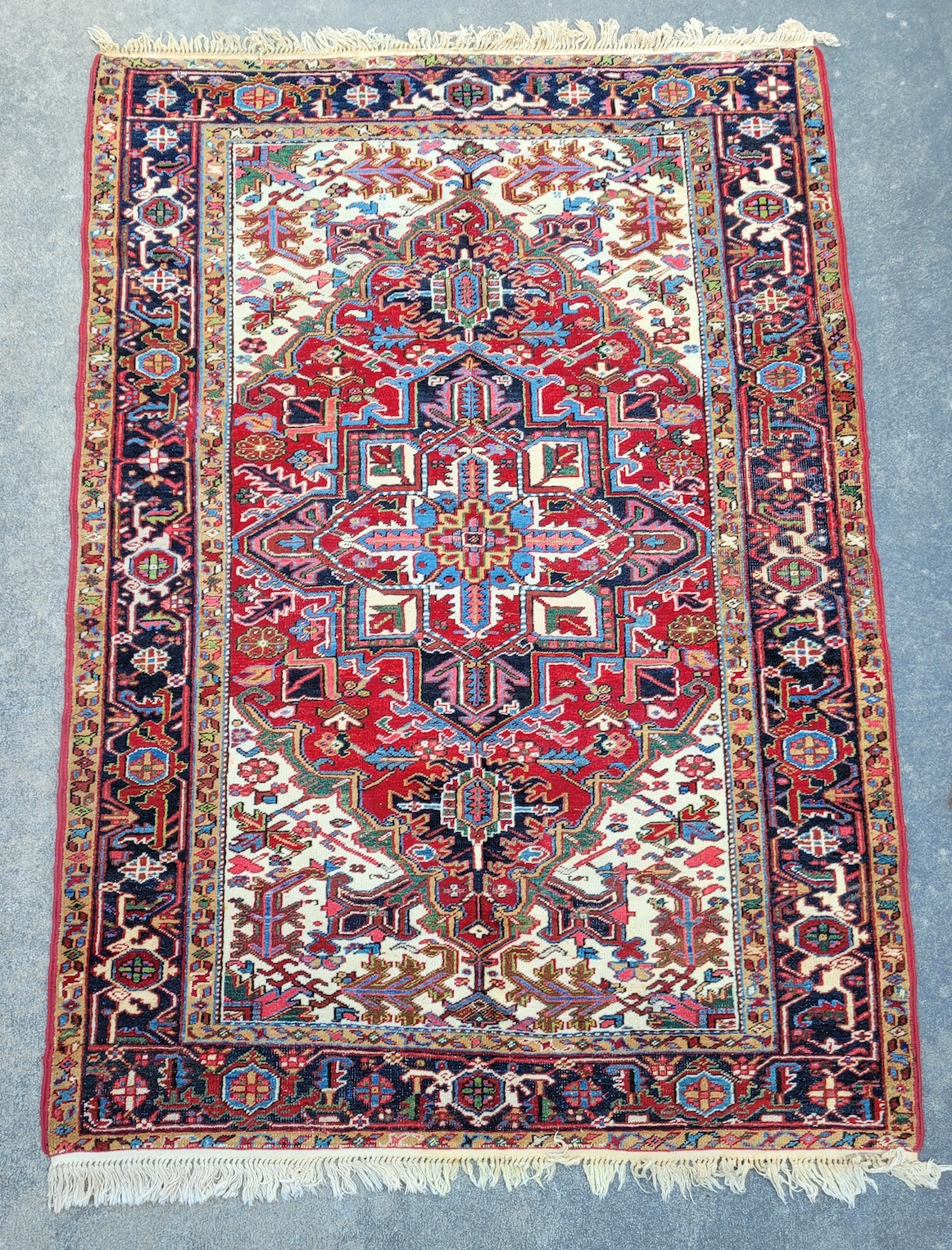 Vintage 1930s Persian Heriz Carpet Oriental Rug Vintage 1930s Persian
