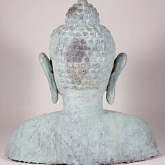 Southeast Asian Verdigris Patinated Bronze Head of Buddha, 20th Century