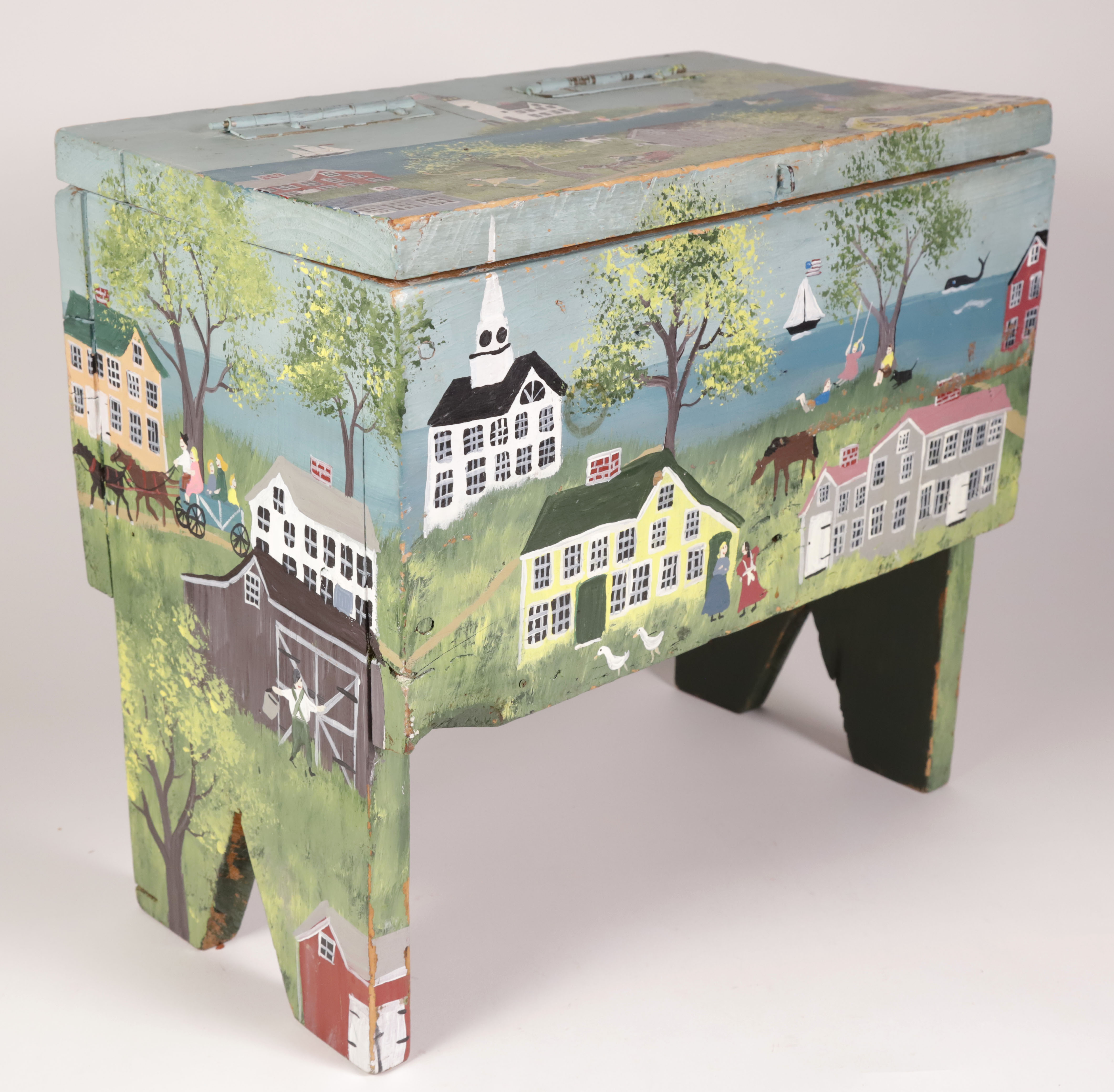 JON ONGKIEHONG 「 PLACE DE COSTA RICA」アート Anna Igo Paint Decorated Lift Top Storage Box Coastal New
