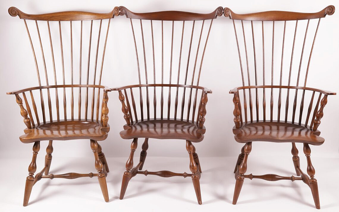 Set of Three Comb-Back Windsor Style Armchairs Late 20th Century
