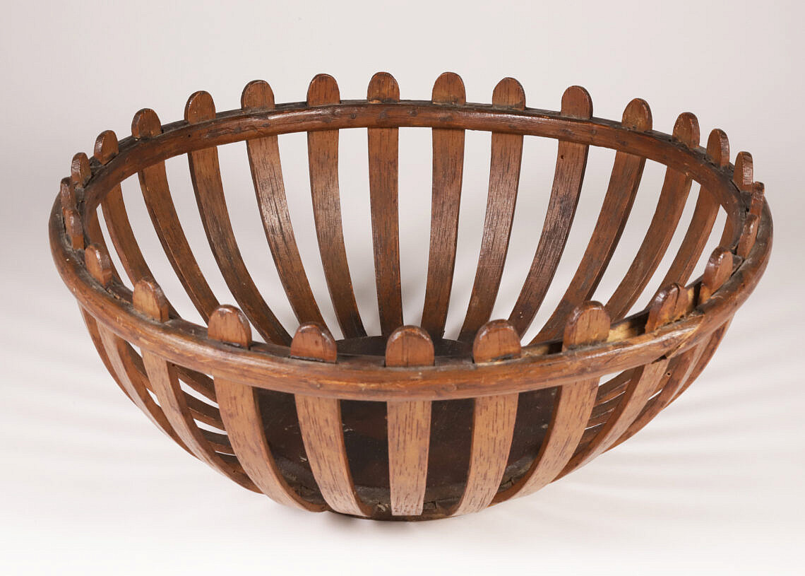 New England Folk Art OpenWork Basket 19th Century New England Folk