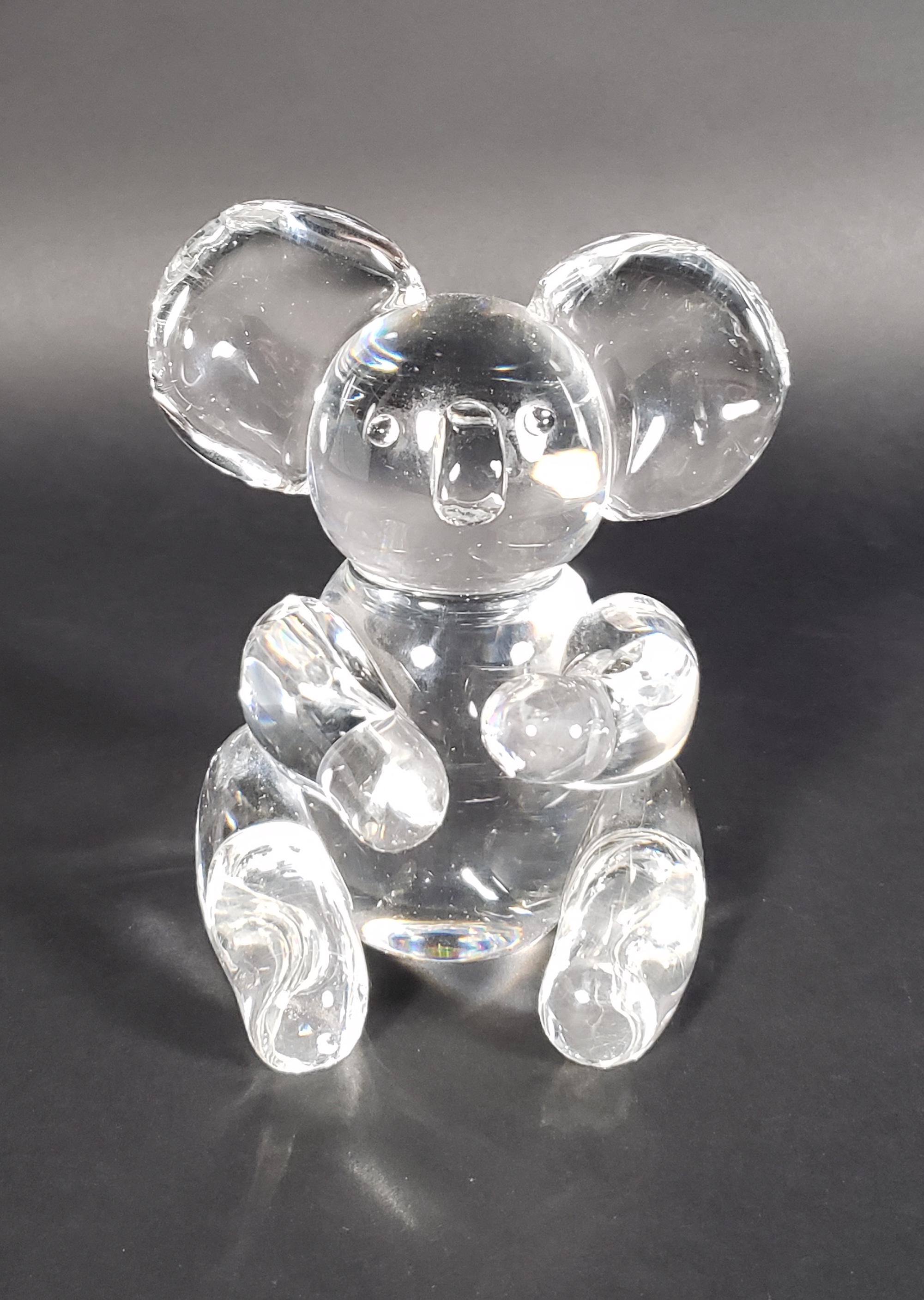 Steuben Crystal Glass Koala Bear - Signed Steuben Clear Crystal