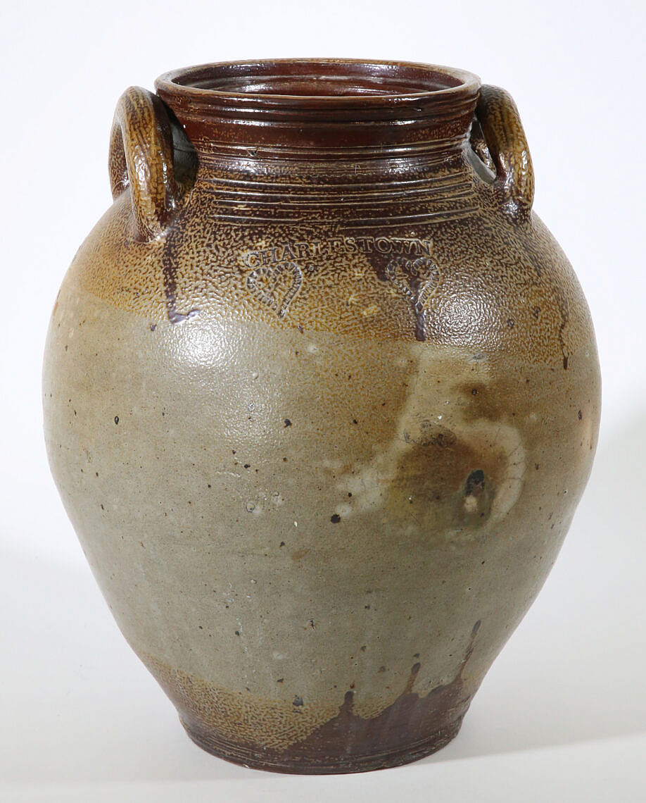 Charlestown Massachusetts Stoneware Crock 19th Century Charlestown