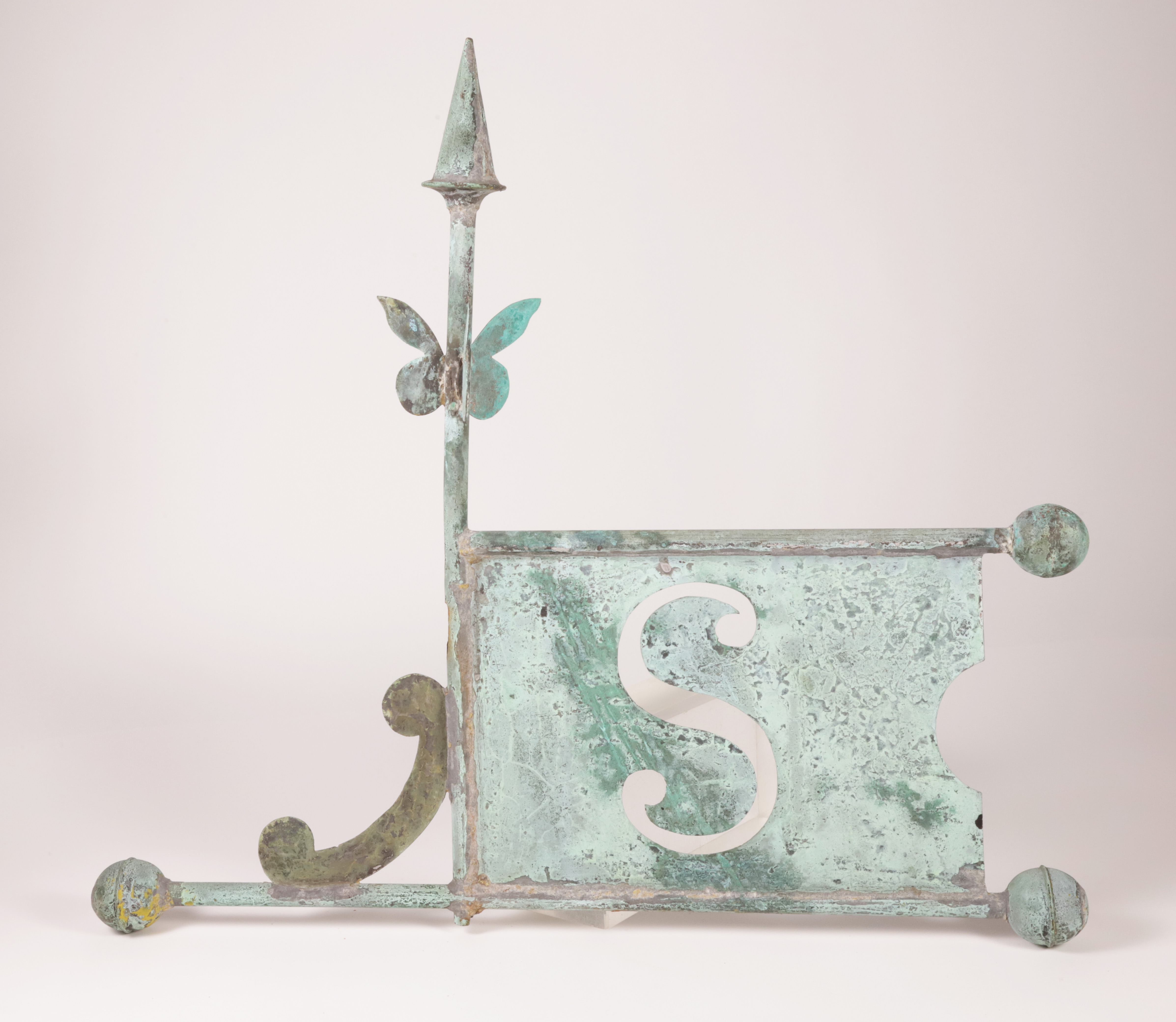 19th Century American Copper and Zinc Banner Weathervane with cutout