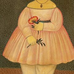 O. Bernache Oil on Canvas “Portrait of a Young Girl with Flower”