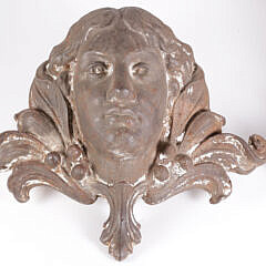 Pair of American Cast Iron Goddess Head Architectural Ornaments, 19th Century