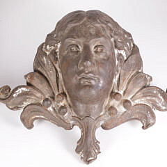 Pair of American Cast Iron Goddess Head Architectural Ornaments, 19th Century