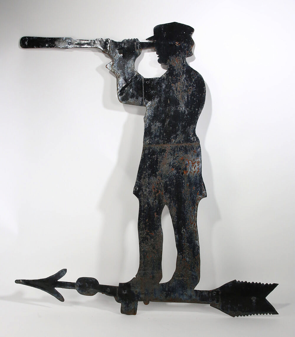 Antique Sheet Iron Sea Captain & Spyglass Folk Art Weathervane Early