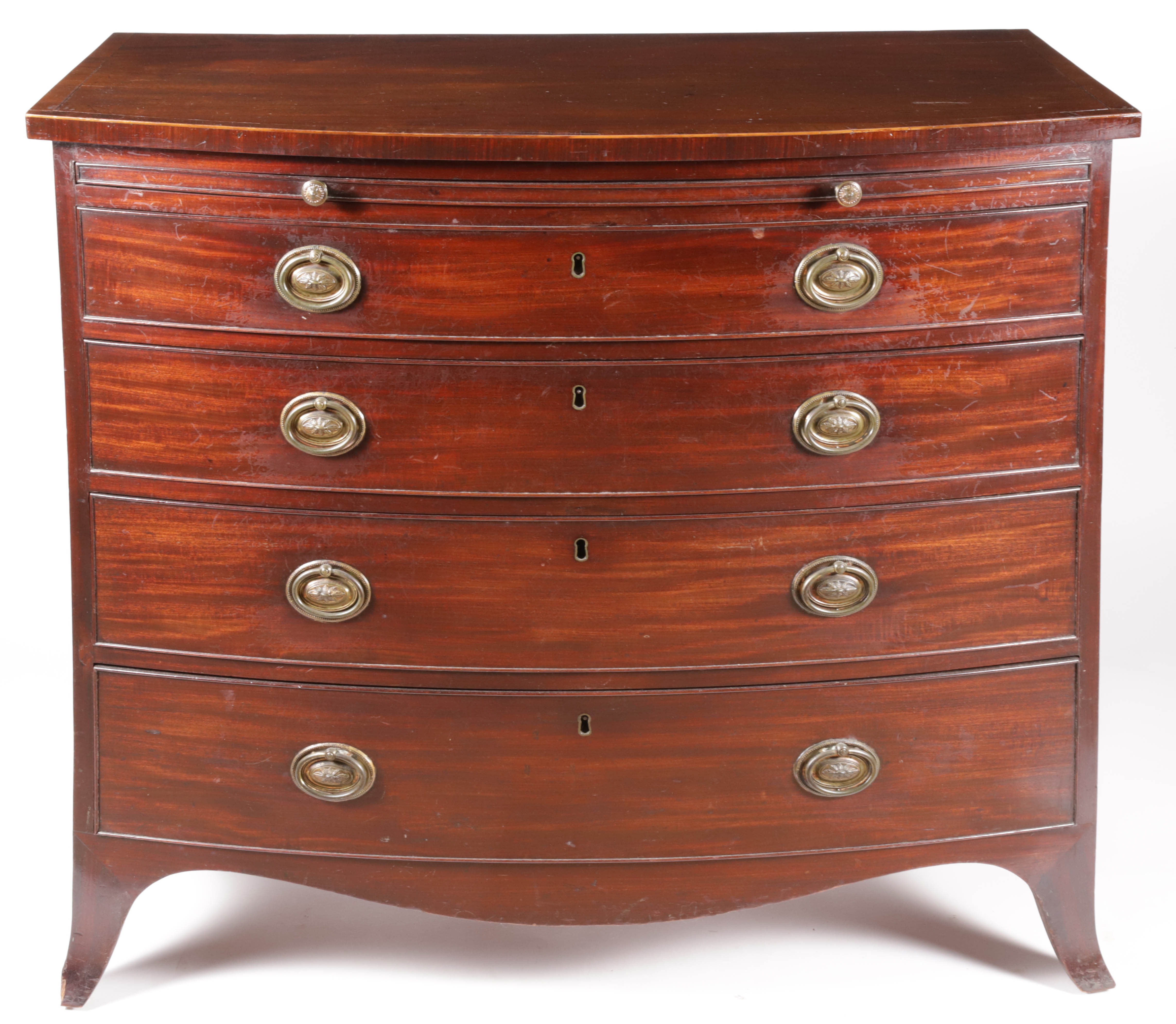 English Hepplewhite Mahogany Bow Front Bachelor's Chest 19th Century