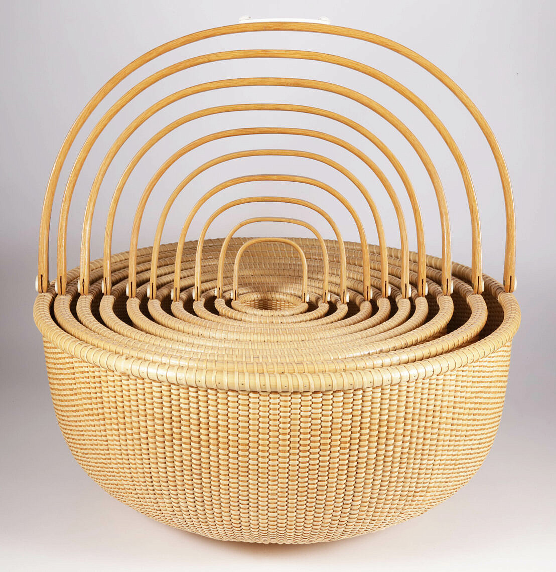 Michael Kane Nest of Ten Round Nantucket Baskets circa 1985 Michael