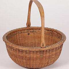 Round Open Swing Handle Nantucket Lightship Basket, early 20th Century