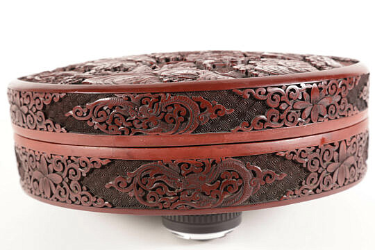 Fine Cinnabar Carved Box 19th Century