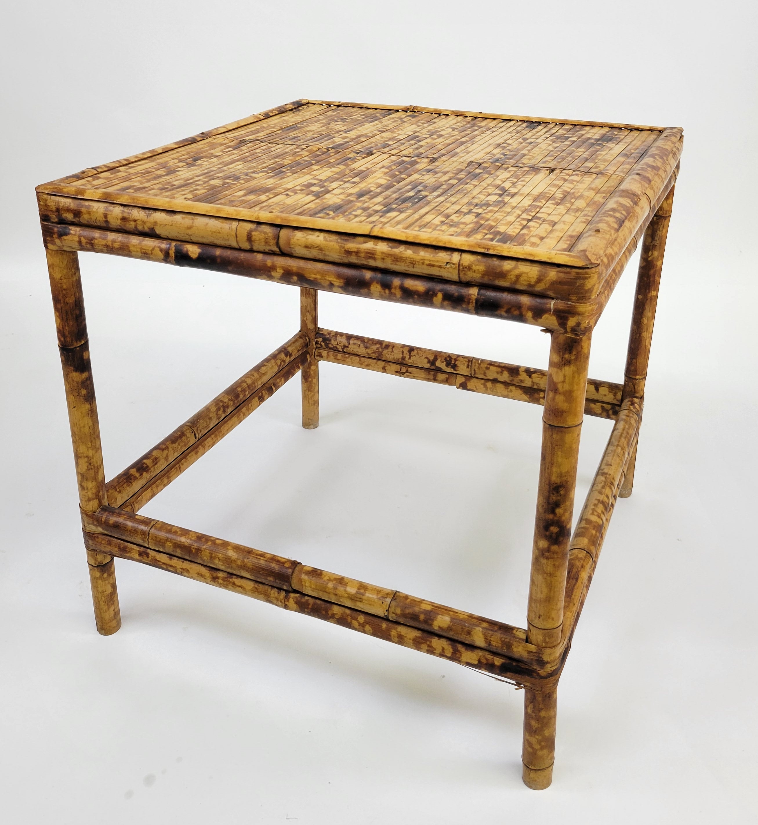 Vintage Tortoise Shell Bamboo Square Top Side Table - Vintage Tortoise ...